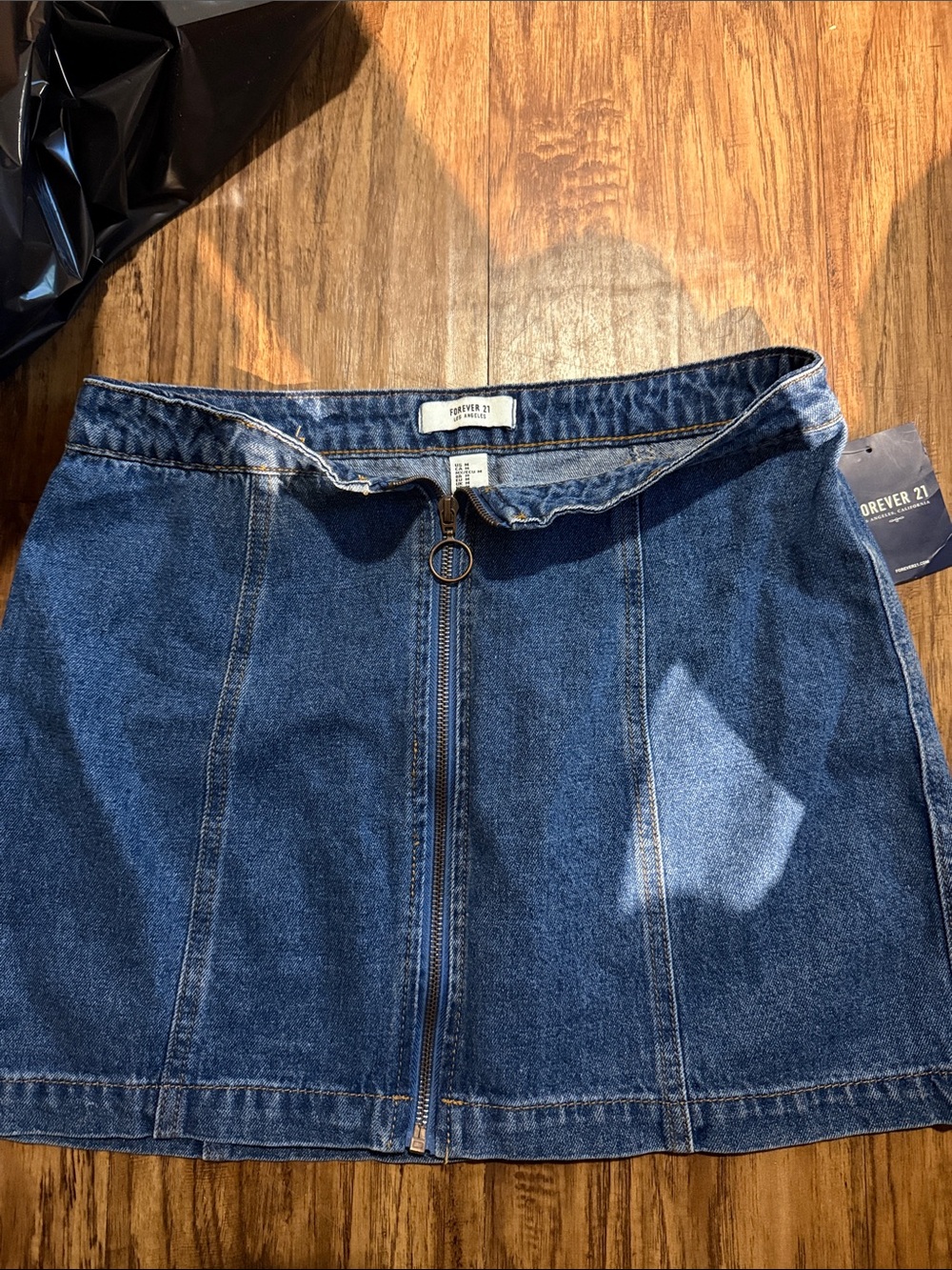 Forever 21 Blue Denim Front-Zip Mini Skirt